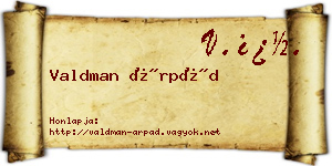 Valdman Árpád névjegykártya